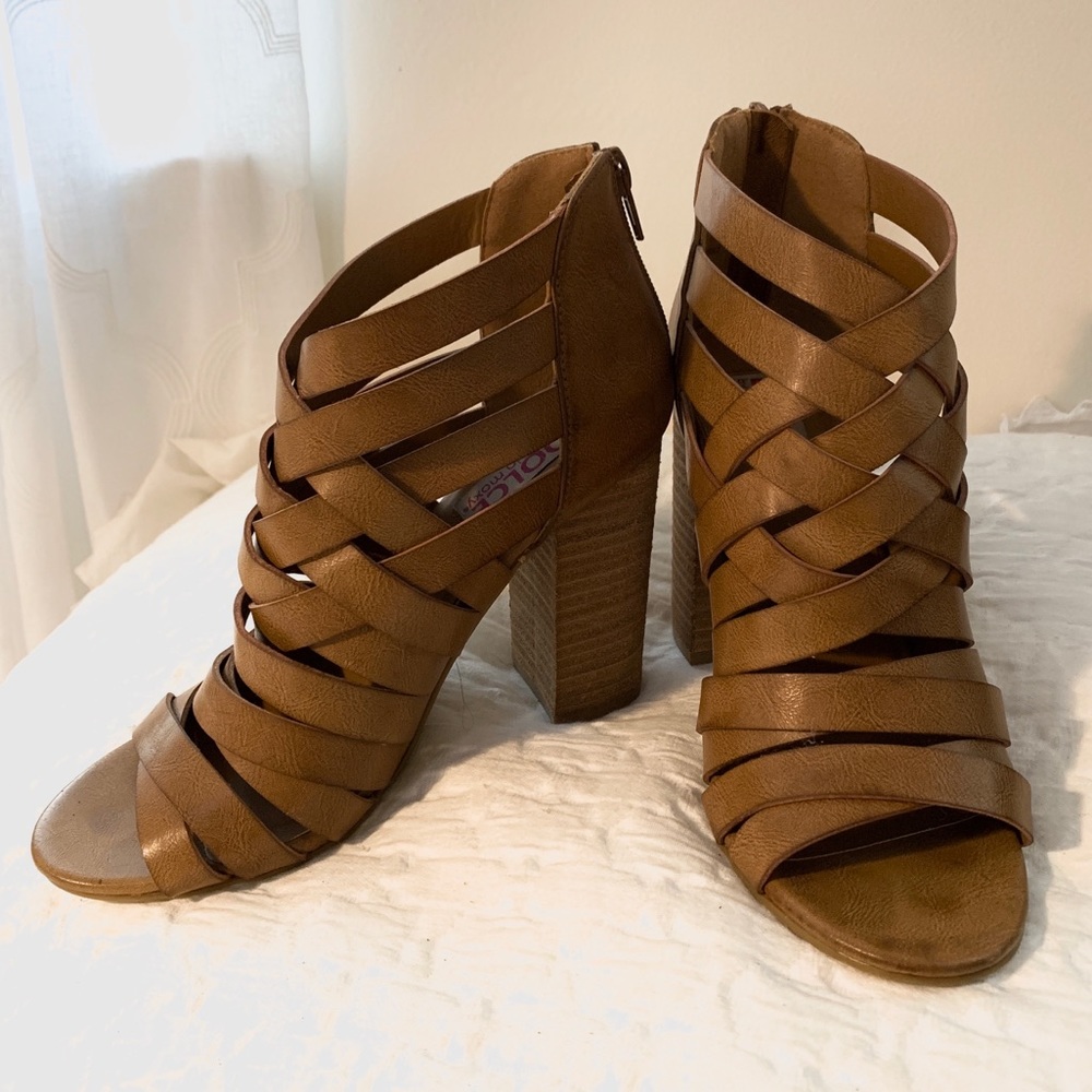 Dolce by Mojo Moxy Brown Leather Strappy Heels